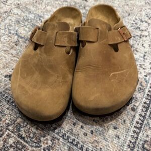 Birkenstock Boston Womens 37 Leather Taupe